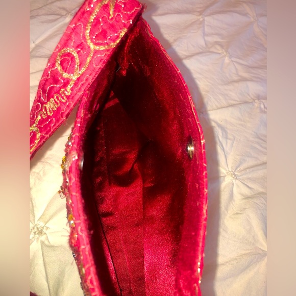 Vintage Beaded Ruby Red Shoulder Purse - Picture 5 of 6